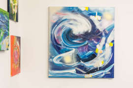 Wave´s touch, 120×100cm, 2023, acryl and spray on canvas